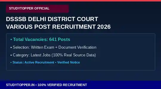 DSSSB Delhi District Court Various Post Recruitment 2026 Official Notification Eligibility Vacancy Details